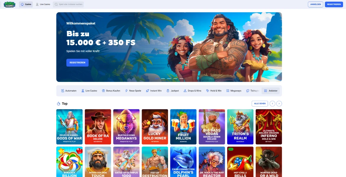 Koru Casino Hauptseite